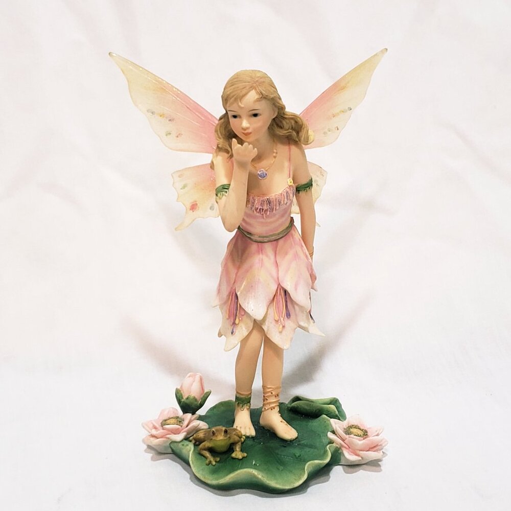 Faerie Glen Anuradieu Fairy Lily Pad Frog 2003 FG820 Pink Green 6"